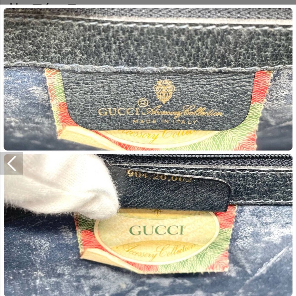 SOLD-SOLD Gucci Vintage Navy and Cream Monogram Briefcase - Picture 10 of 11